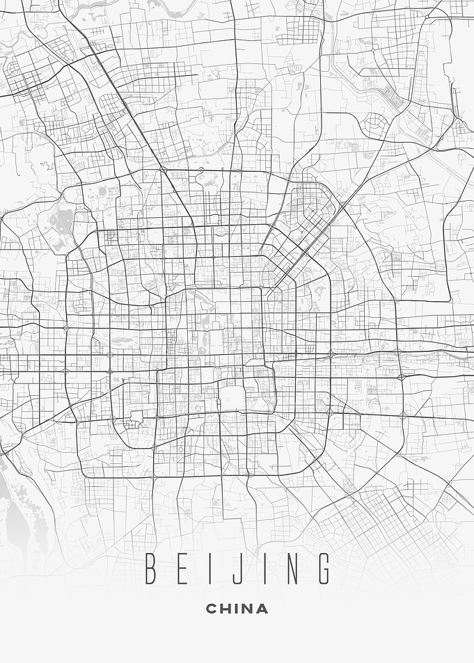 Beijing, China - Modern Minimalist Street Map Poster