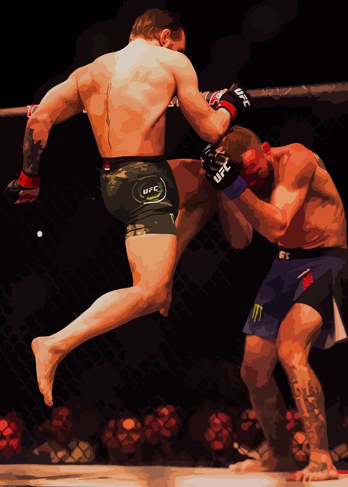 MMA Fighter Kicking Opponent in Ring