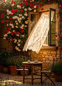 Provençal Morning Roses at the Open Window
