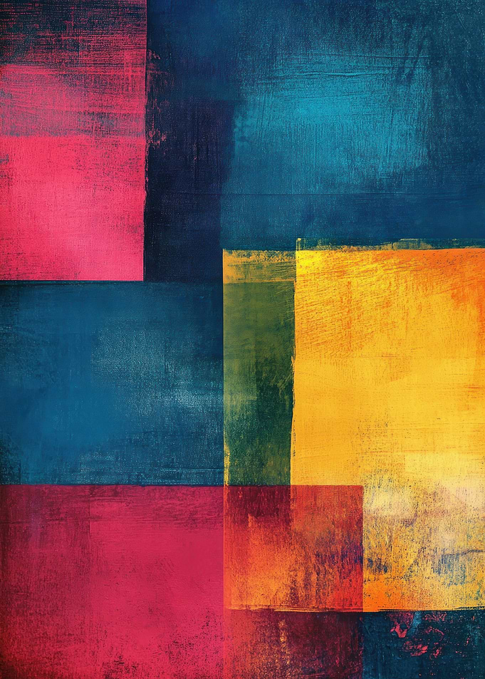 Abstract Geometric Color Block Painting