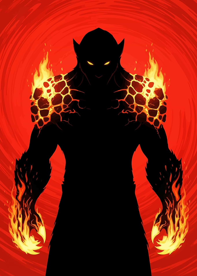 Fiery Demon Silhouette