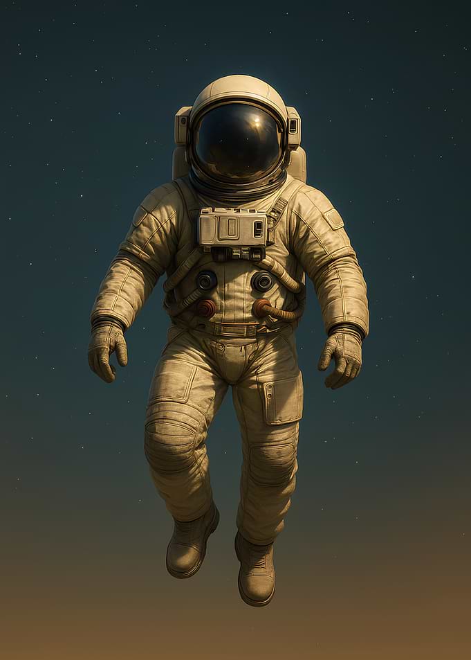 Astronaut in Space Suit Floating