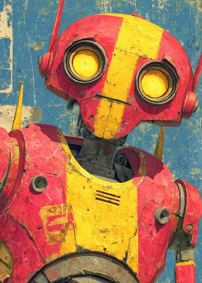 Red and Yellow Robot Portrait
