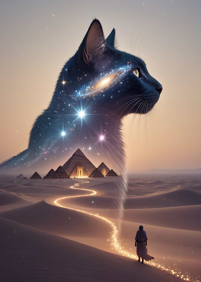 Cosmic Cat in Egyptian Desert