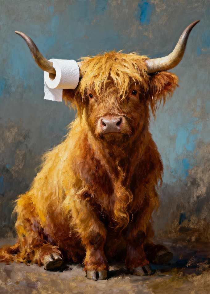 Highland Cow with Toilet Paper