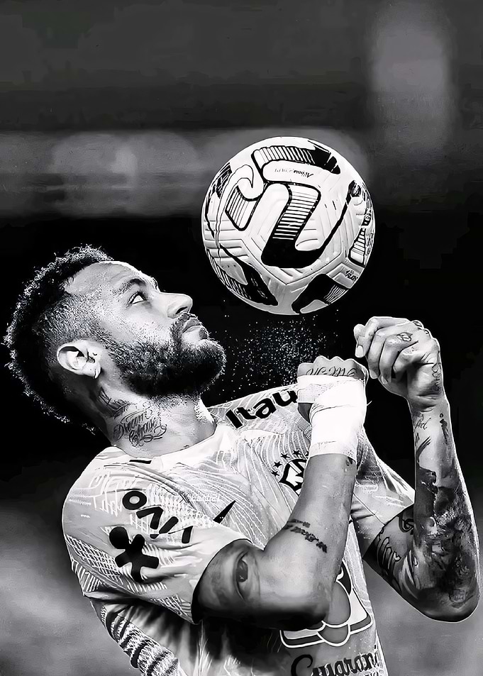 Neymar Soccer Ball Black and White