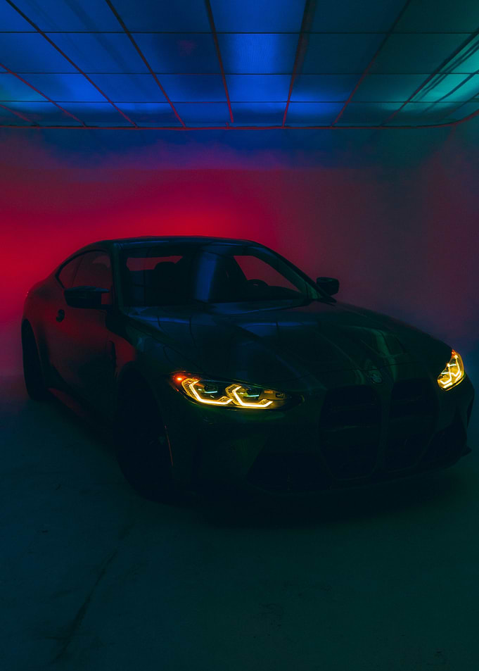 Sleek Car in Neon Lighting