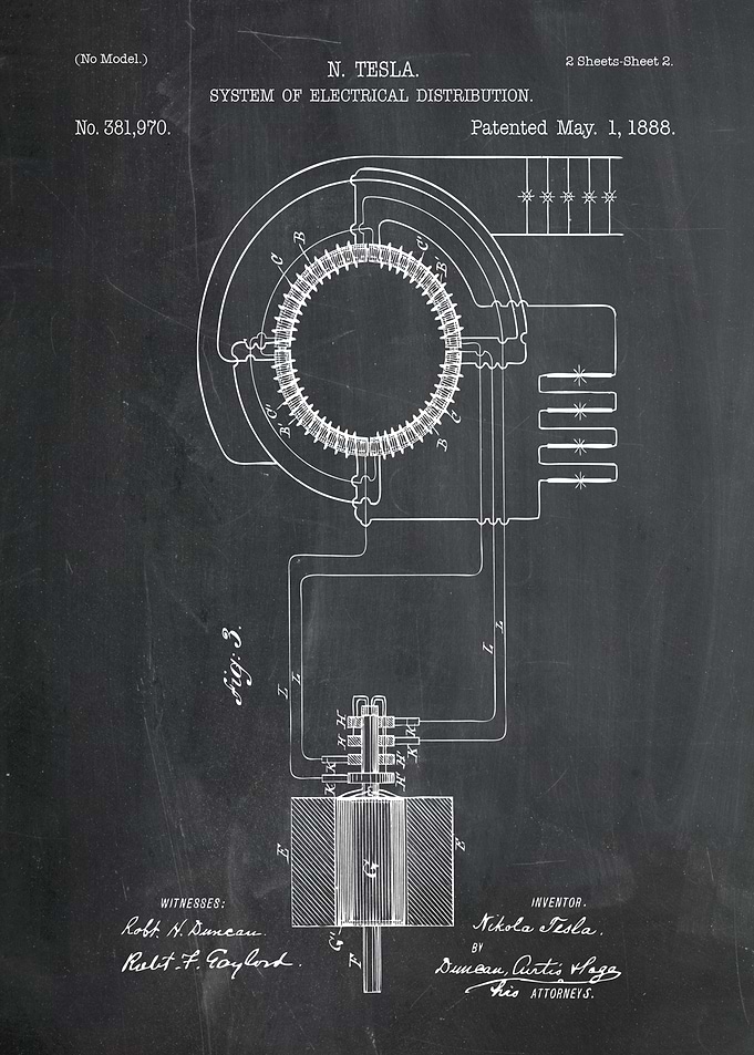 N. Tesla Electrical Distribution System Blueprint