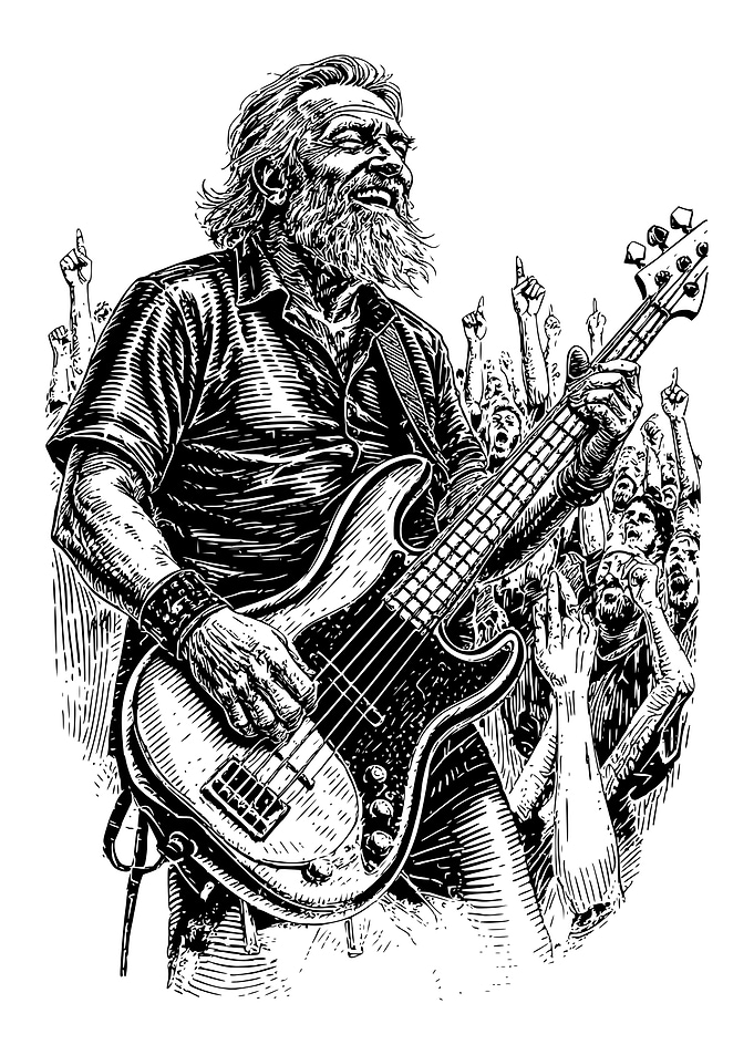 Rock Concert Bassist in Crowd