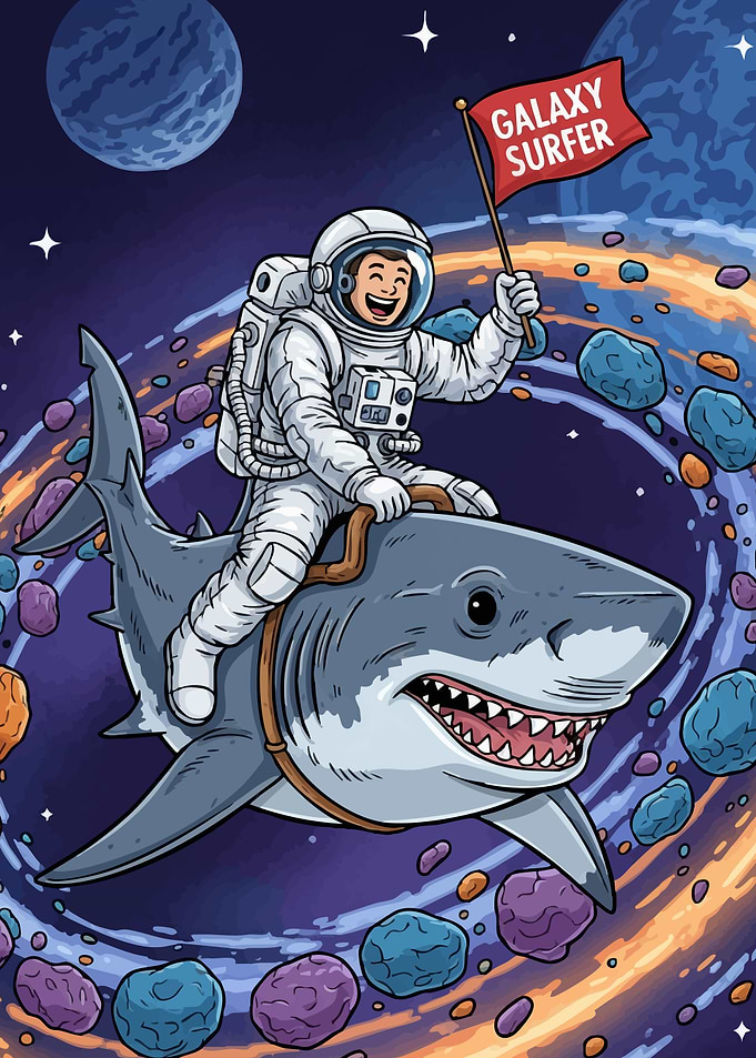 Astronaut shark space
