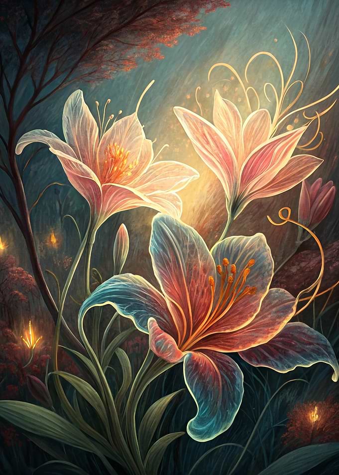 Floral Fantasy: Lilies in Dreamy Light