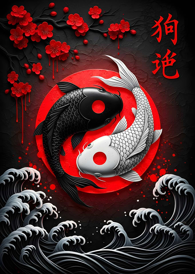 Yin Yang Koi Fish Art