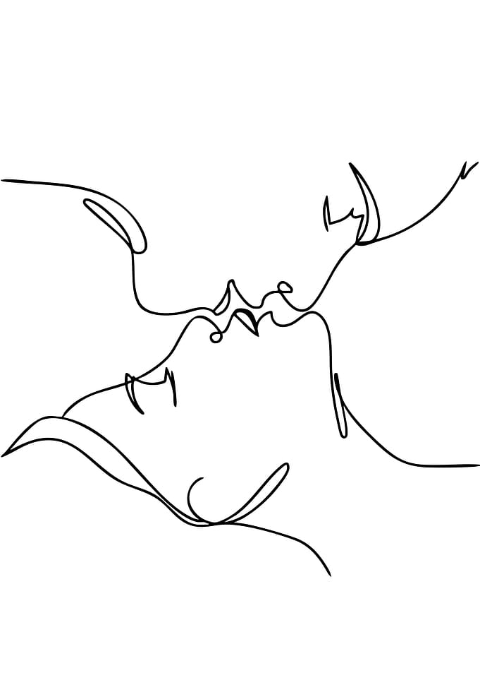 Minimalist Kiss Line Art