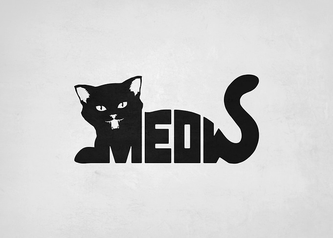 Black Cat Meows Silhouette