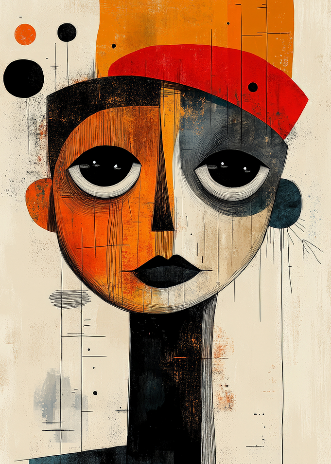 Abstract Portrait with Geometric Elements