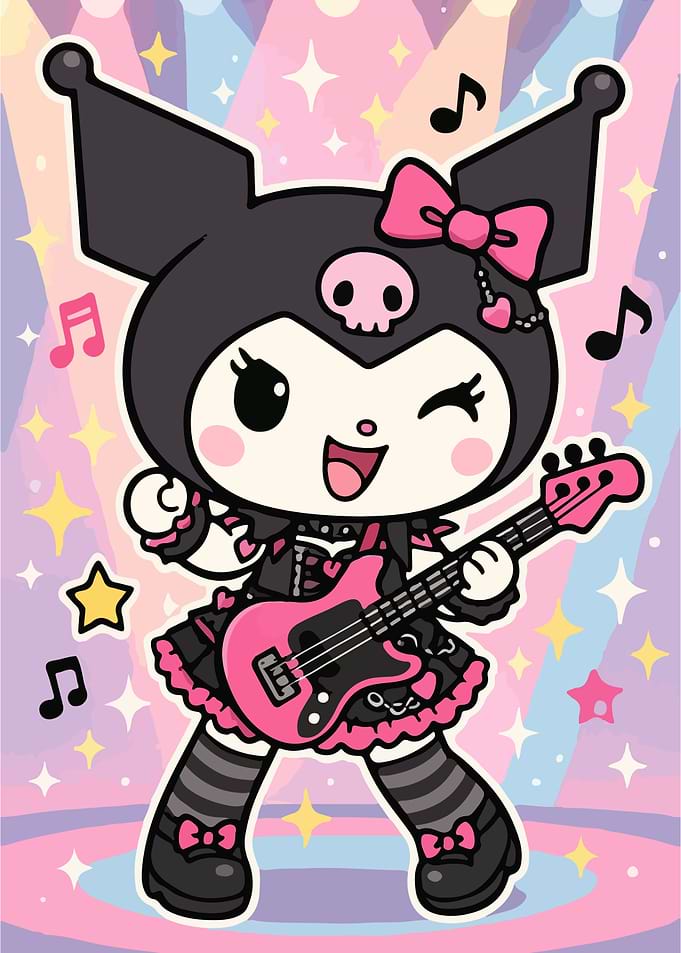Kuromi Rock Star Cartoon Illustration