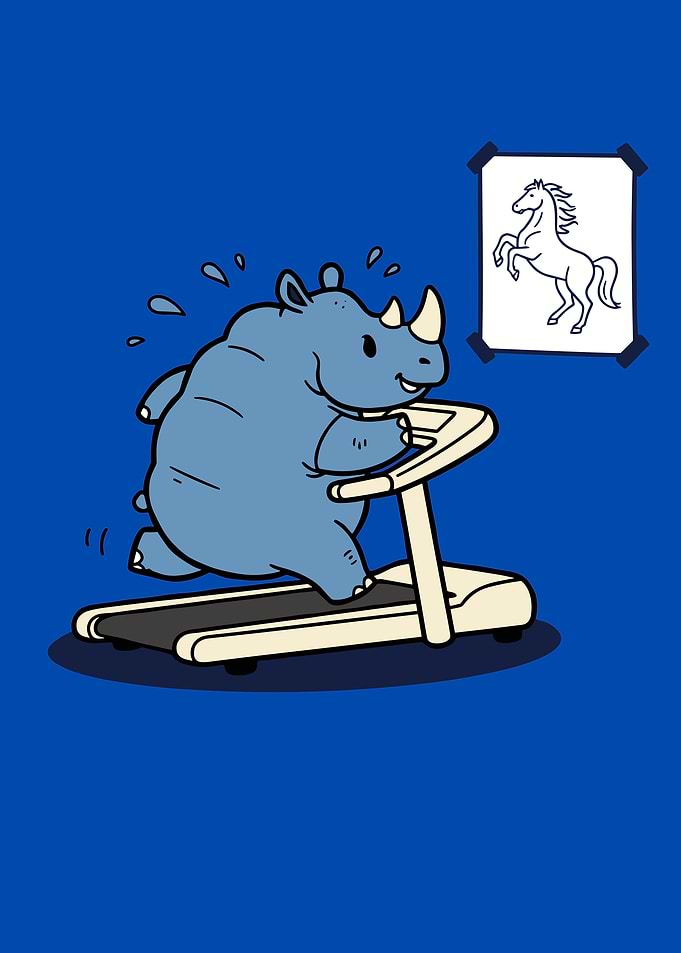 Rhino on Treadmill Cartoon
