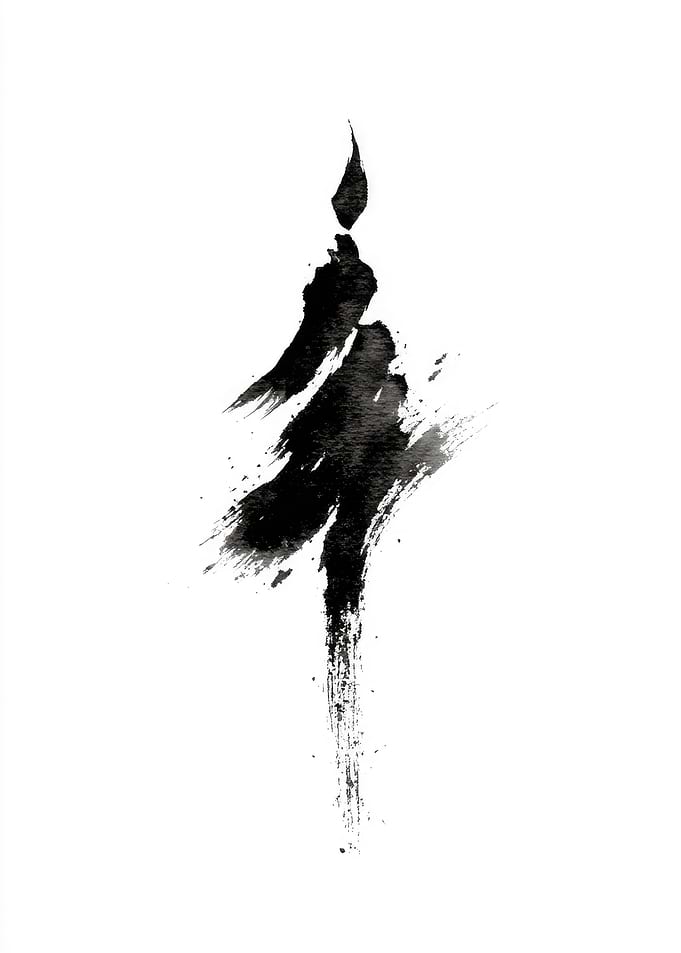 Abstract Black Ink Figure
