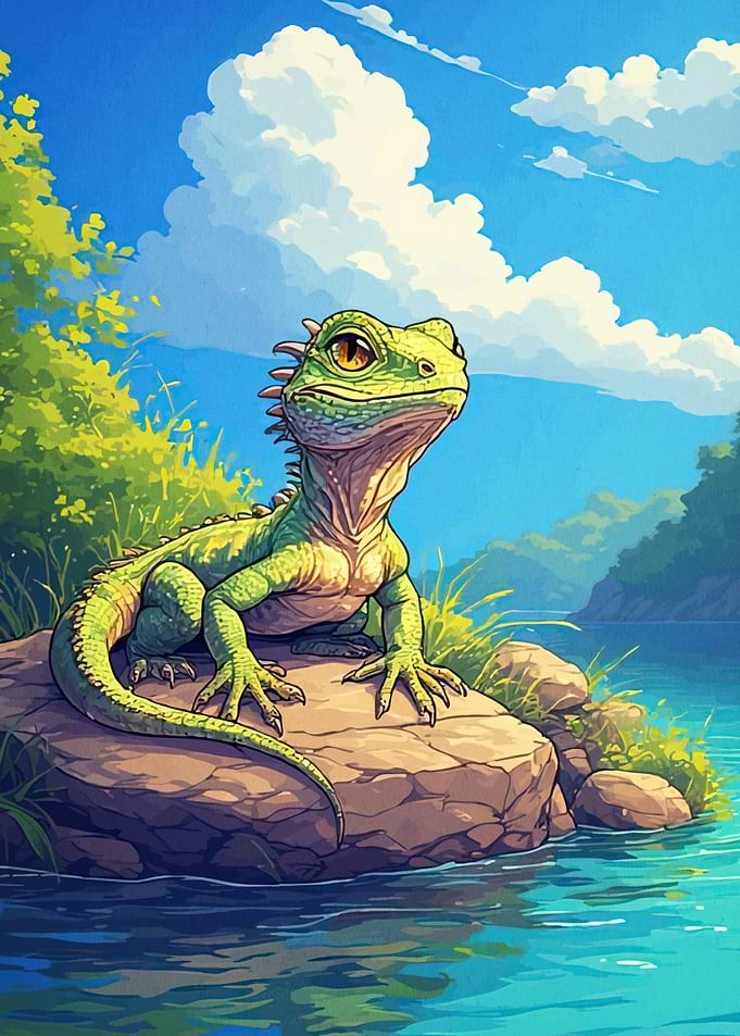 Green Lizard Rock Water