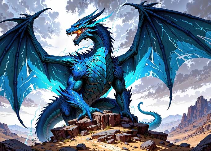 Blue Dragon on Rocks