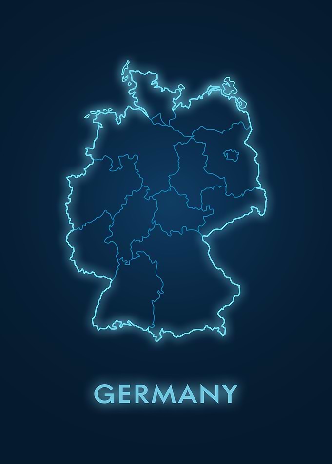 Germany Map Neon Outline