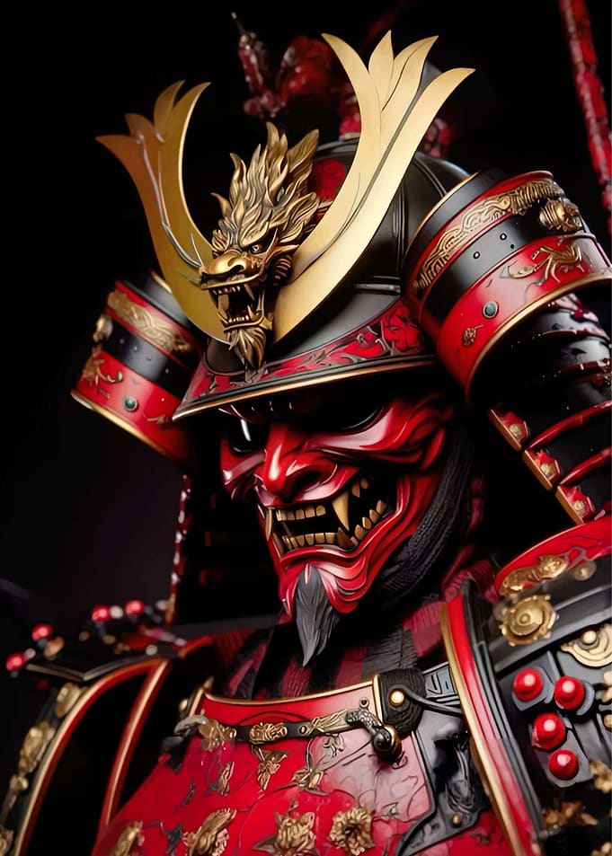 Samurai Warrior with Oni Mask