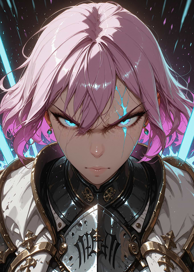 Anime Warrior Girl with Glowing Eyes