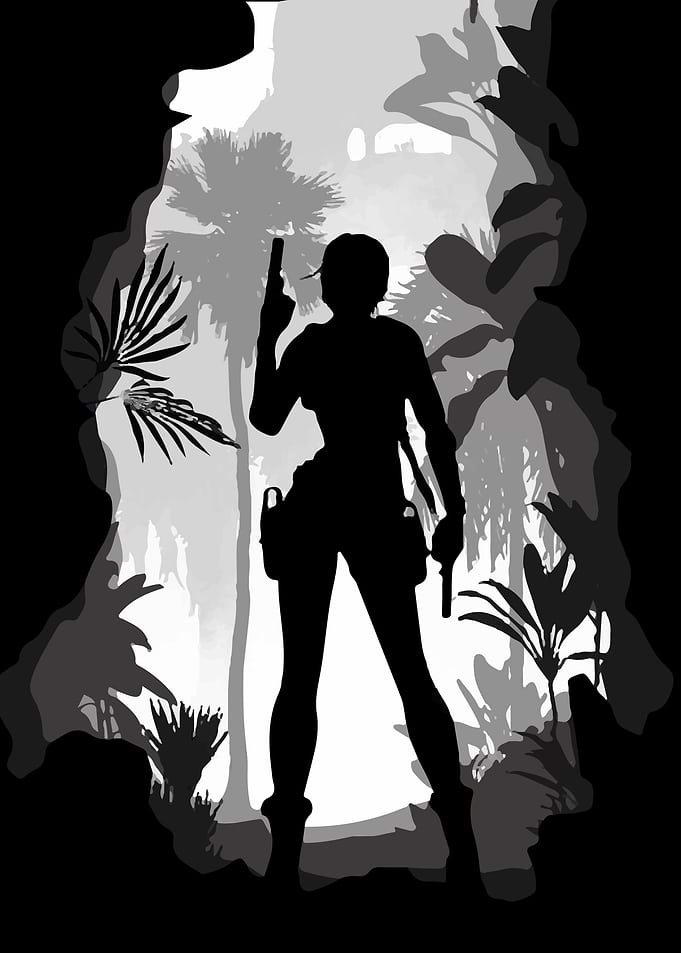 Tomb Raider Lara Croft Silhouette in Jungle