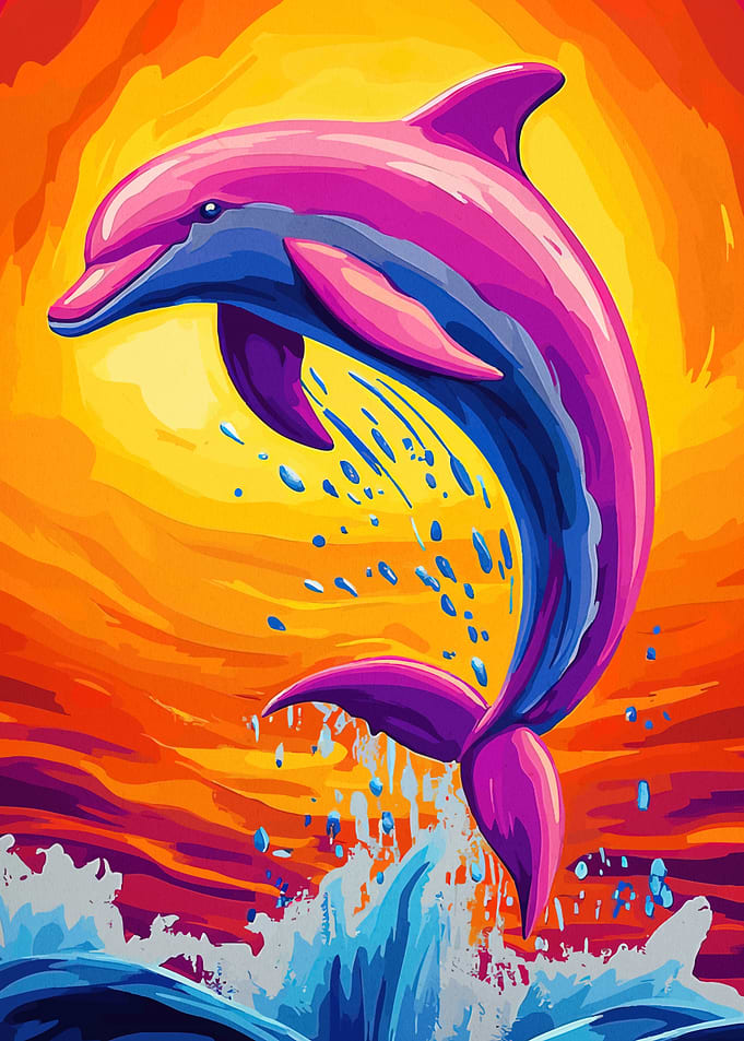 Vibrant Dolphin Leaping Ocean