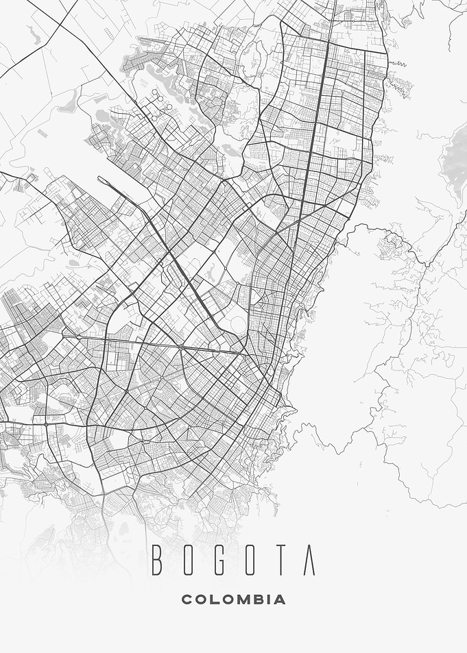 Bogota, Colombia - Modern Minimalist City Map Print