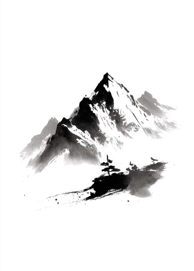 Ink Wash Mountain Landscape