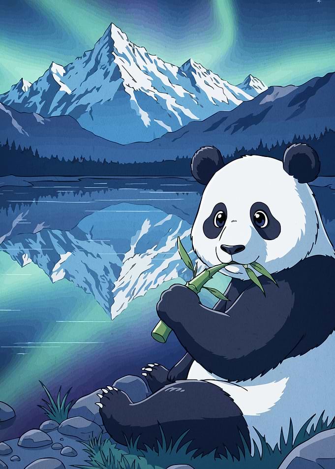 Panda bamboo mountain