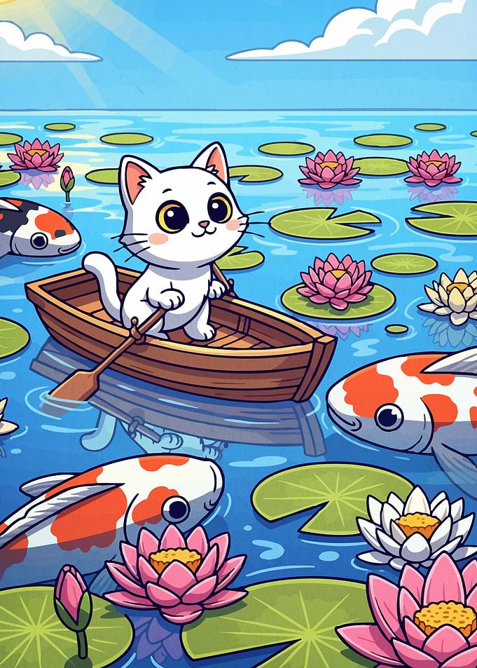 Cat Boat Koi