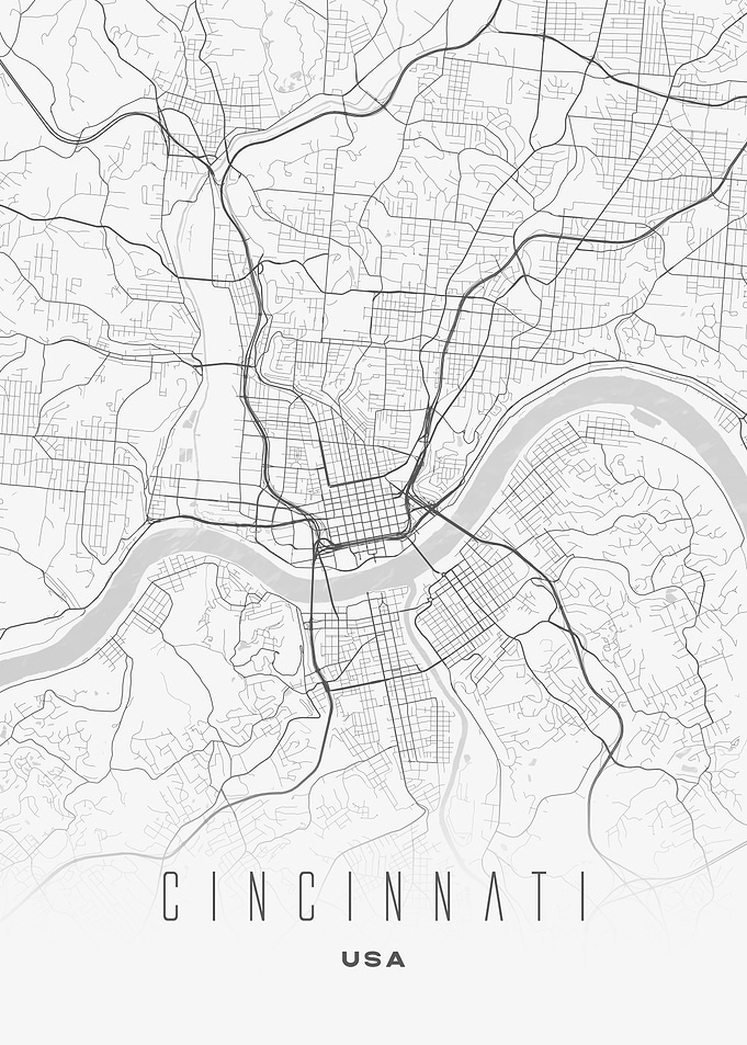Cincinnati, USA - Elegant and Minimalist City Map Art