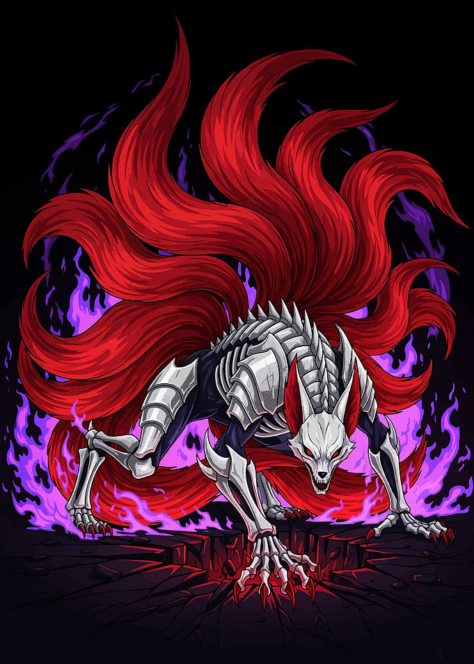 Nine-Tailed Fox Skeleton Digital Art