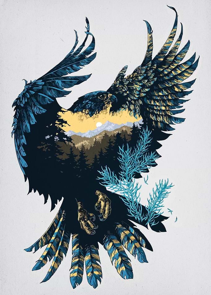 Eagle Landscape Illustration