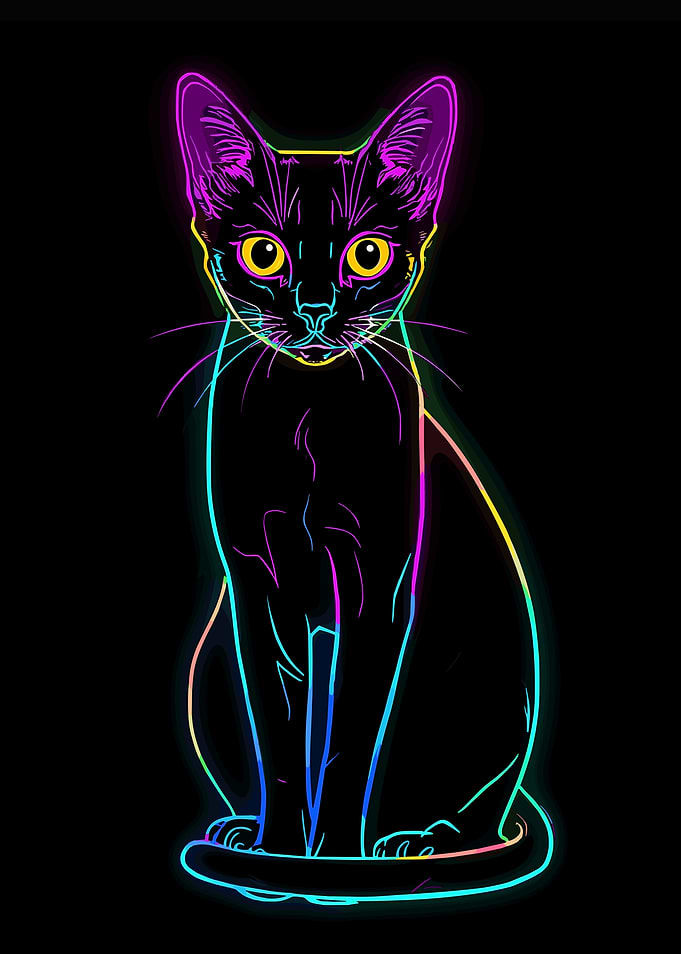 Neon Cat Portrait