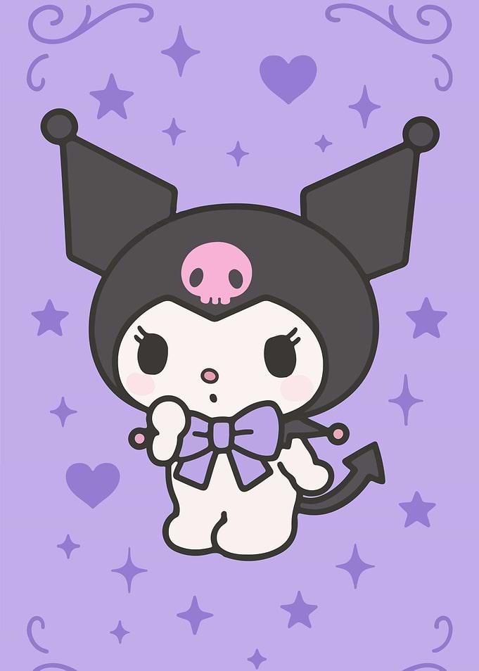 Kuromi Cartoon Character on Purple Background