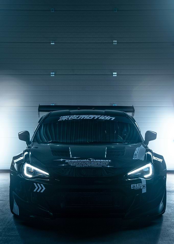 Modified Black Sports Car Front View