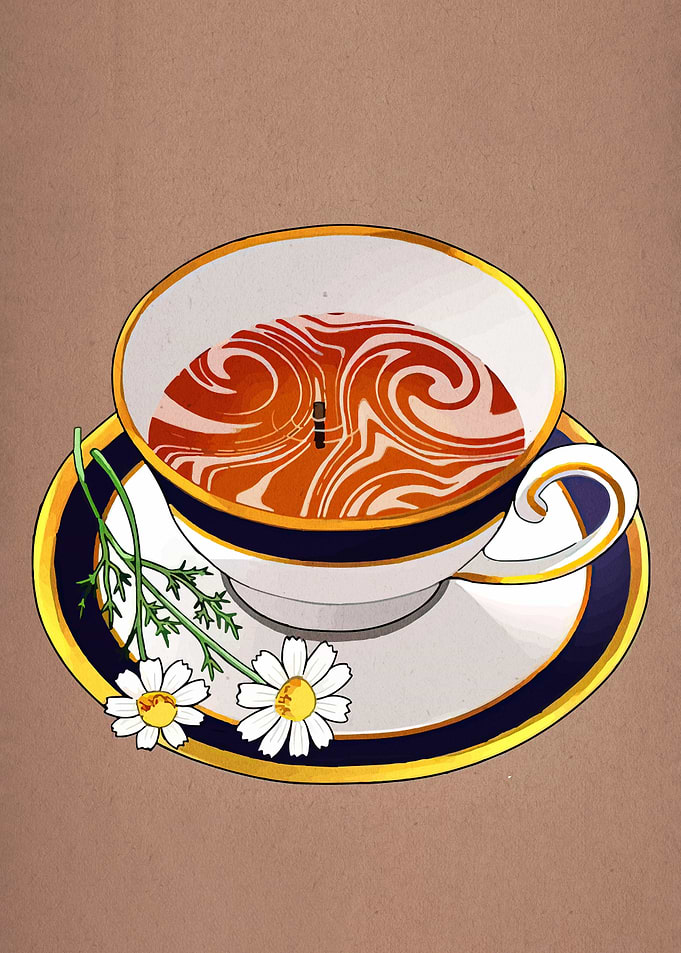 Teacup with Chamomile Flowers Illustration