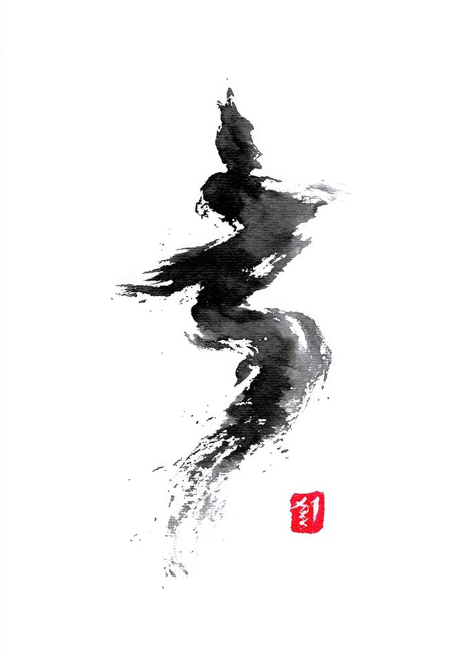 Abstract Ink Wash Painting