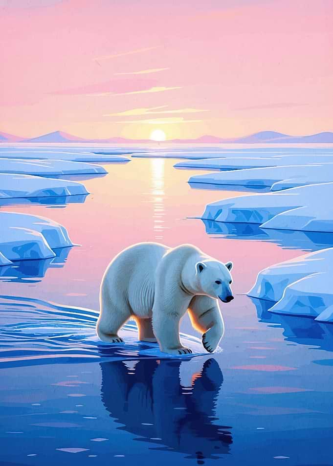 Polar Bear Floe Sunset