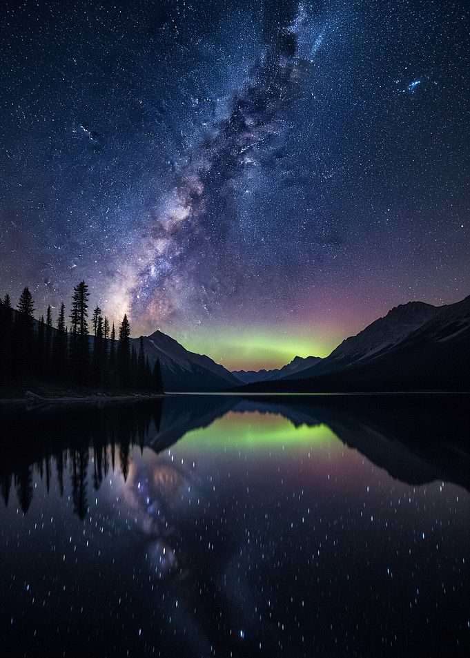 Milky Way over Mountain Lake
