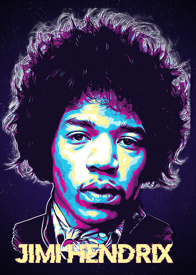 Jimi Hendrix Portrait Pop Art