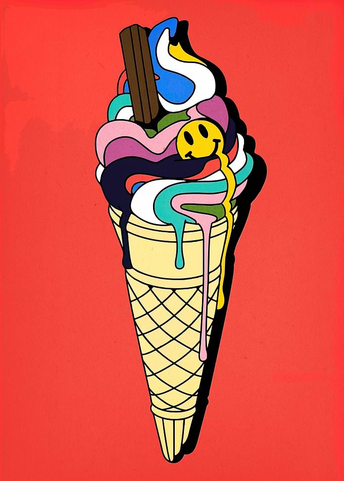 Melting Smiley Ice Cream Cone