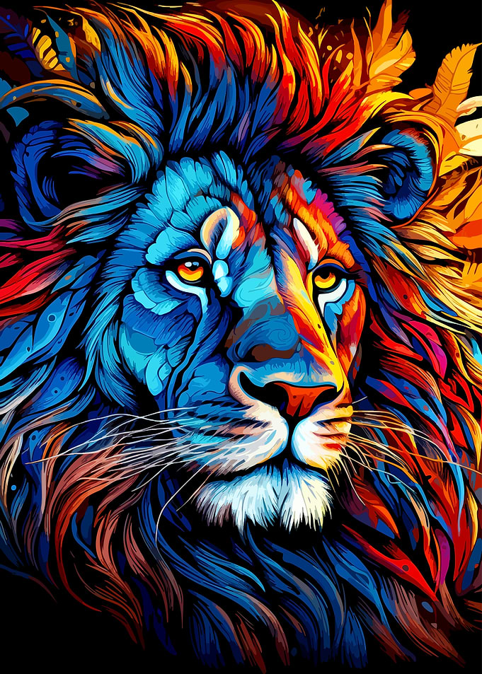 Colorful Lion Portrait