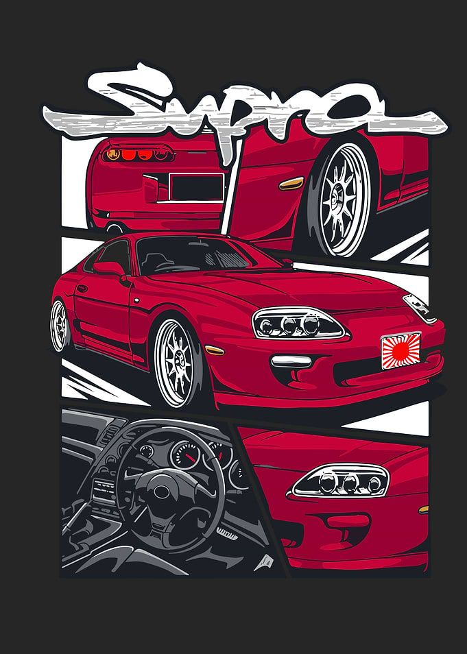 Red Supra Car Collage