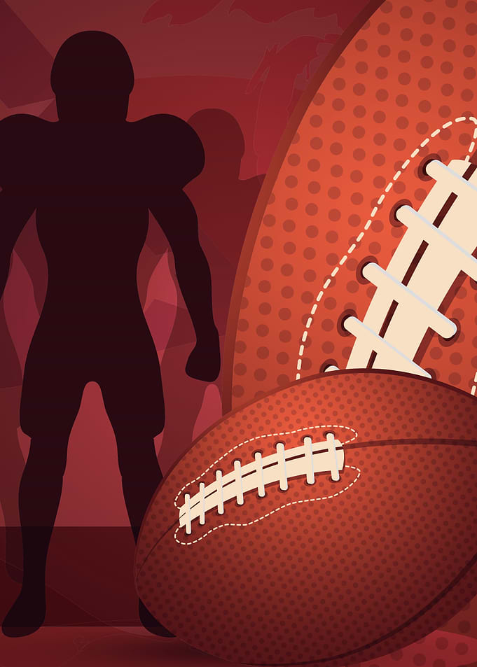 American Football Player and Balls