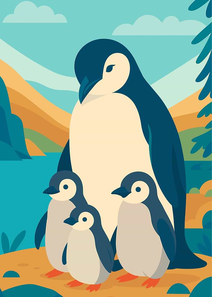 Penguin Family Illustration