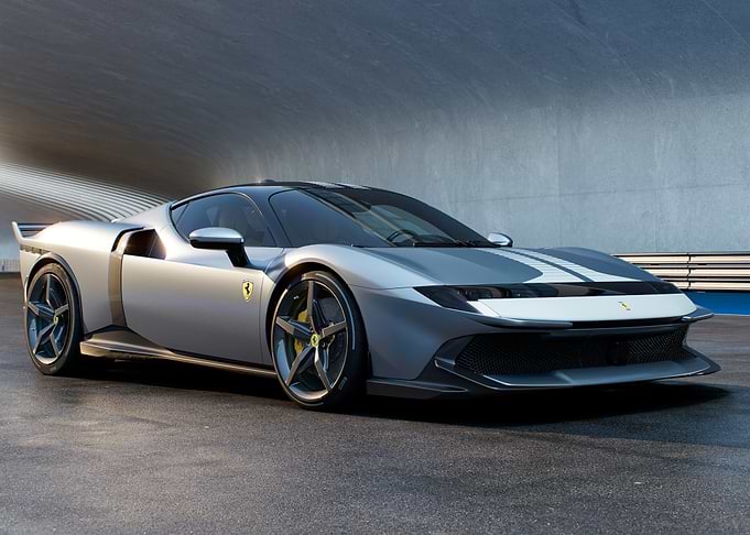 Silver Ferrari sports car